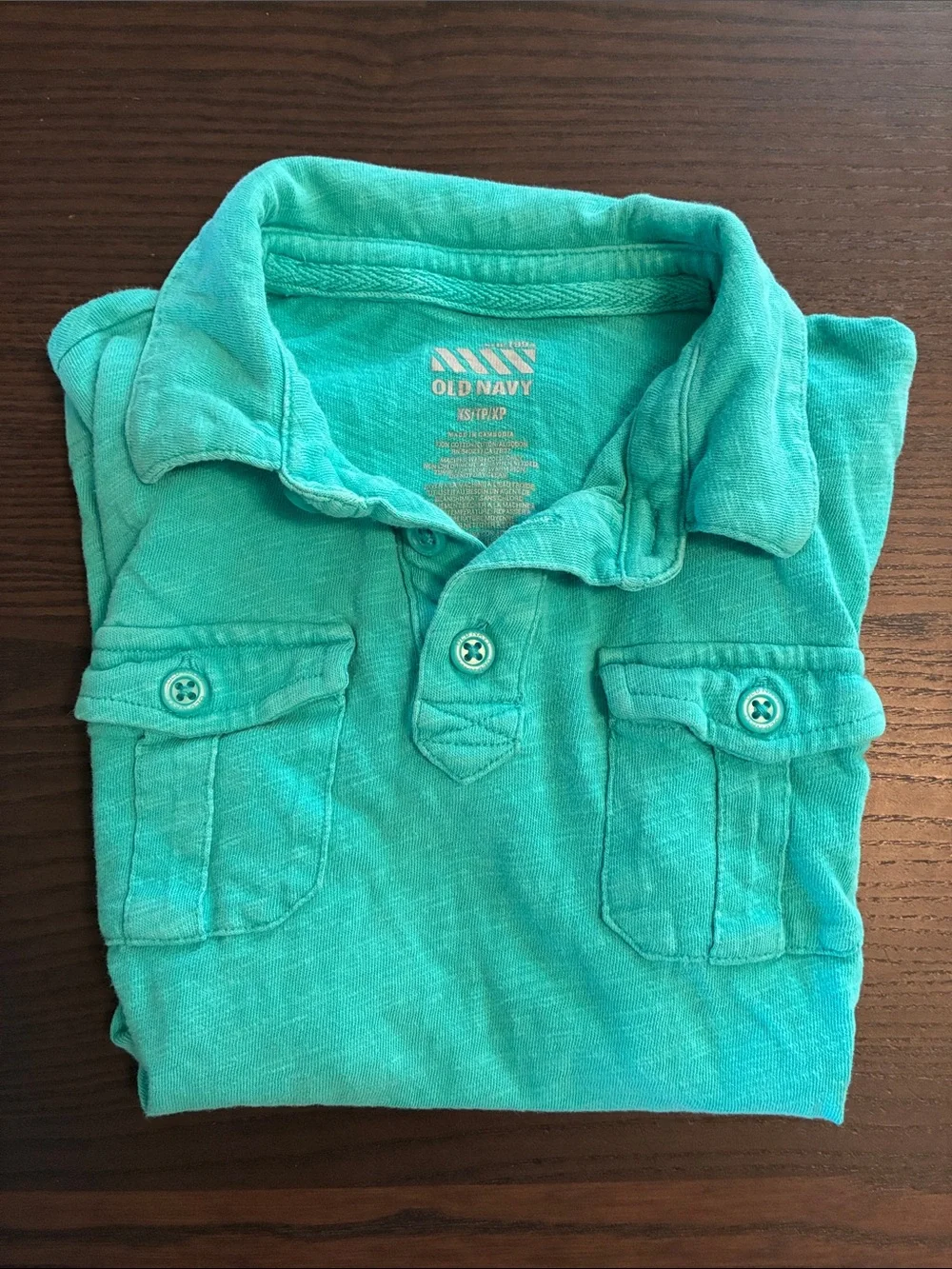 Old Navy Teal Green Kids Polo with Double Chest Pockets